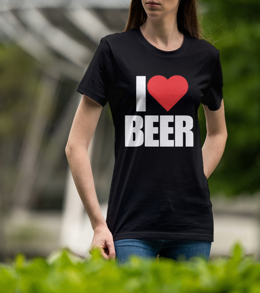 I Love Beer Bold Red Heart T-Shirt