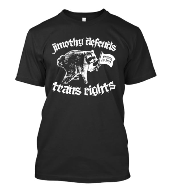 Jimothy Defends Trans Rights Raccoon Holding Flag T-Shirt
