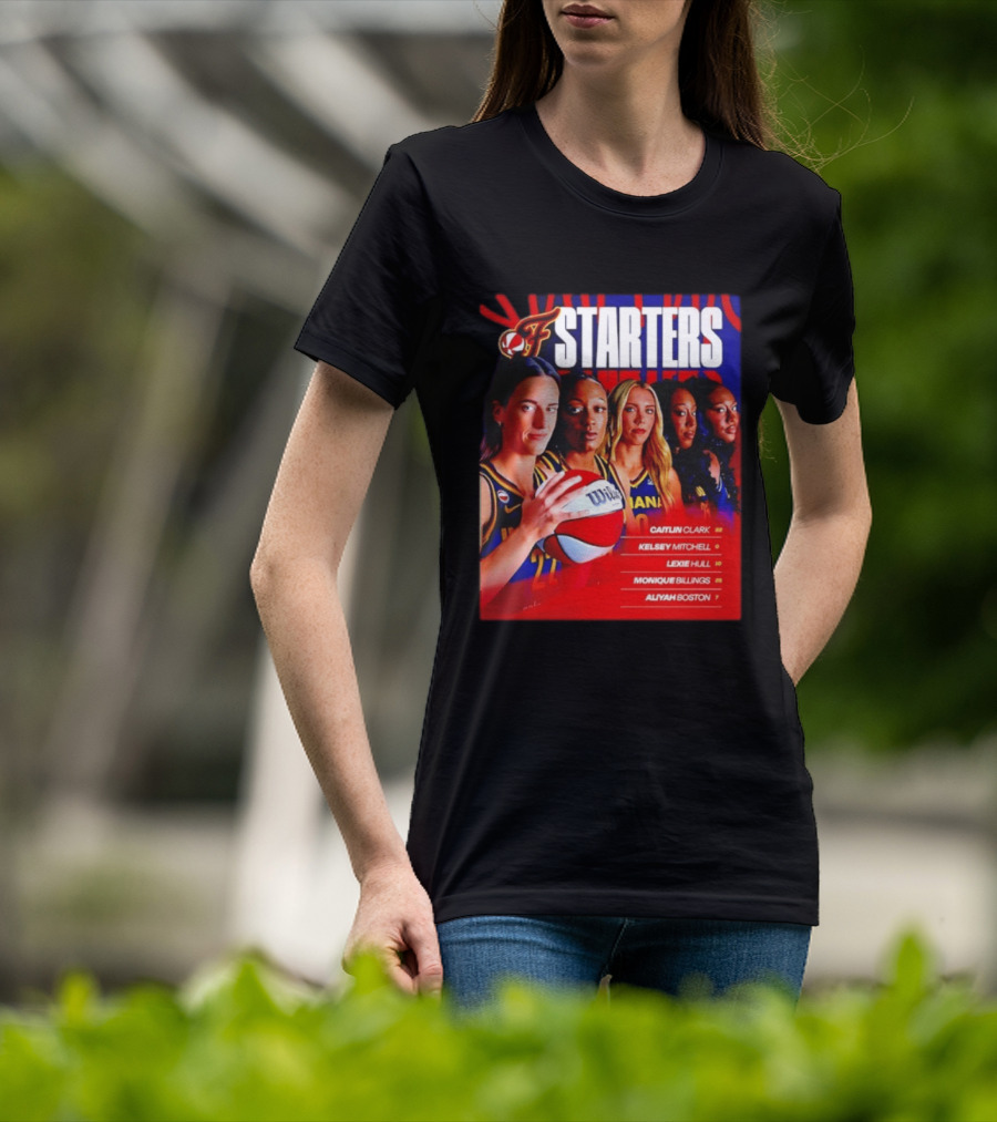 Indiana Fever Basketball Starters Caitlin Clark Kelsey Mitchell Lexie Hull Monique Billings Aliyah Boston T-Shirt