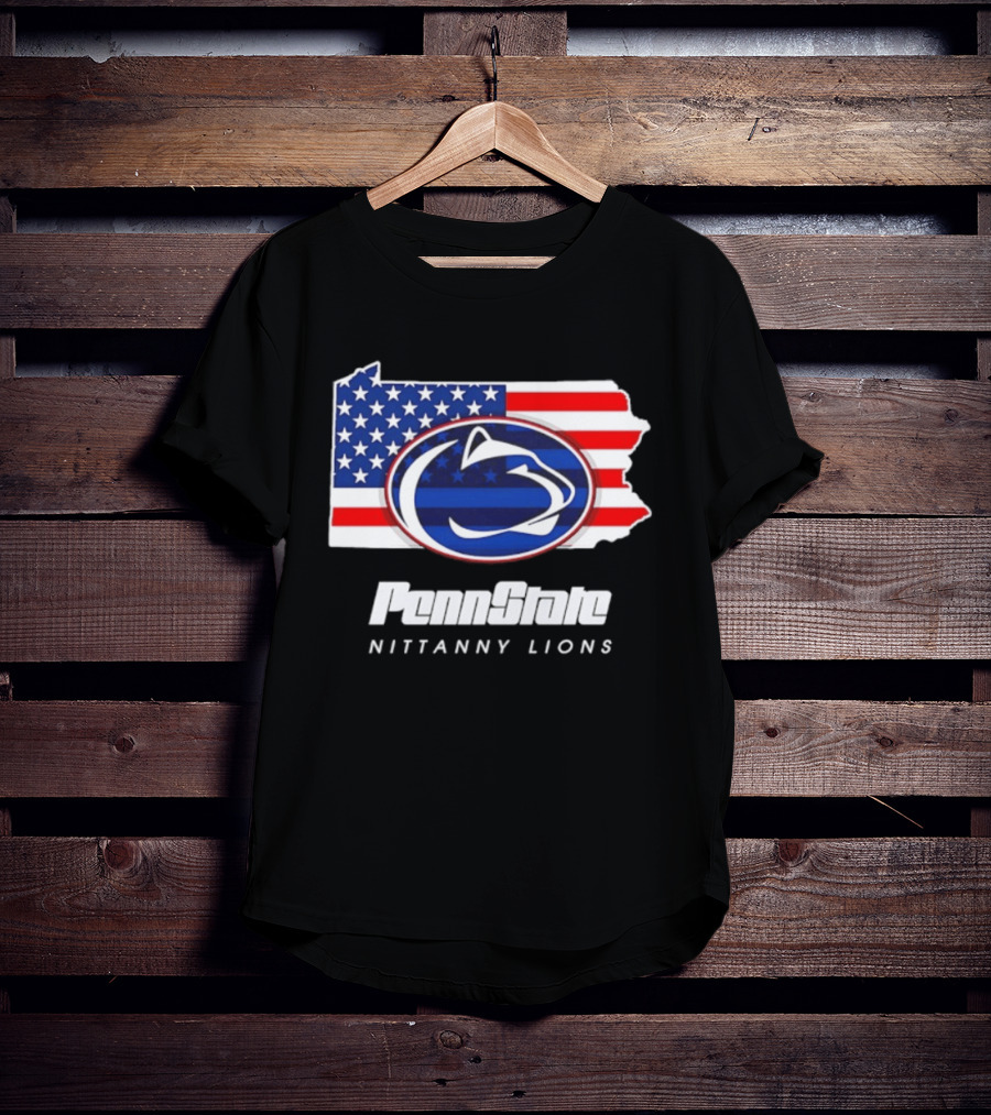 Penn State Nittany Lions Pennsylvania Flag American Pride T-Shirt