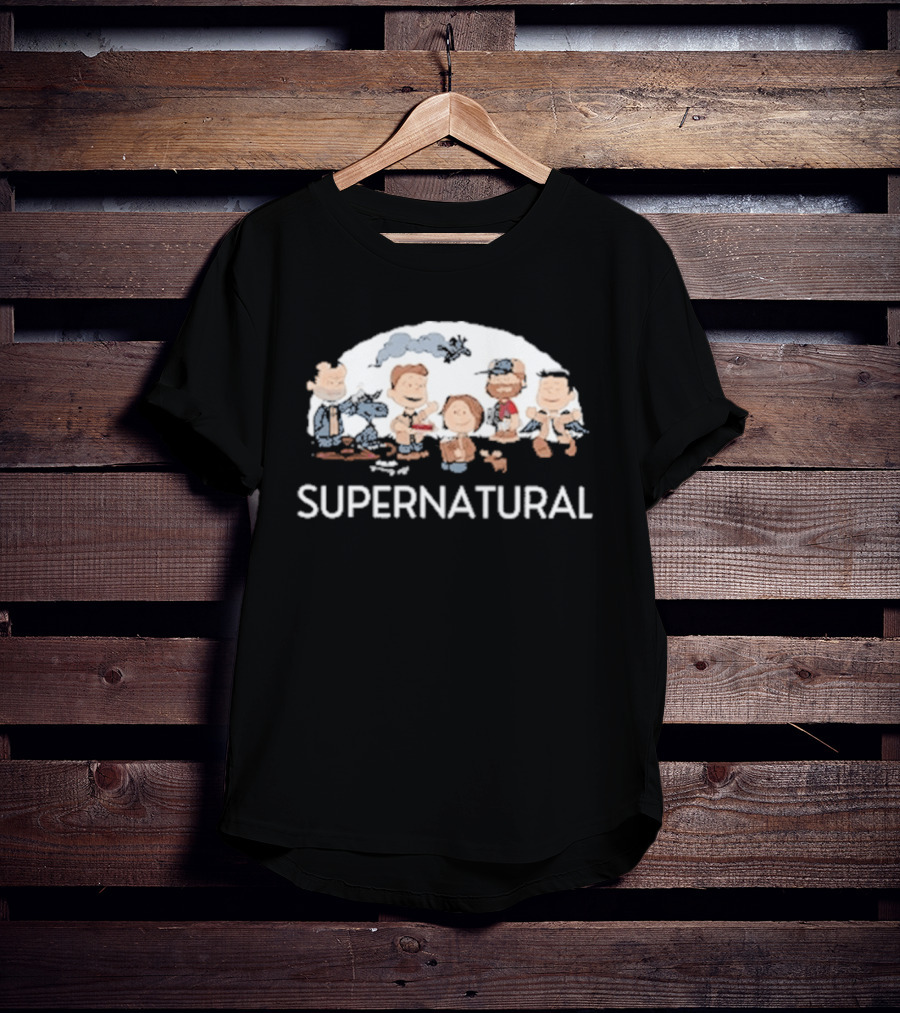 Supernatural Peanuts Cartoon Crossover Characters Collection T-Shirt