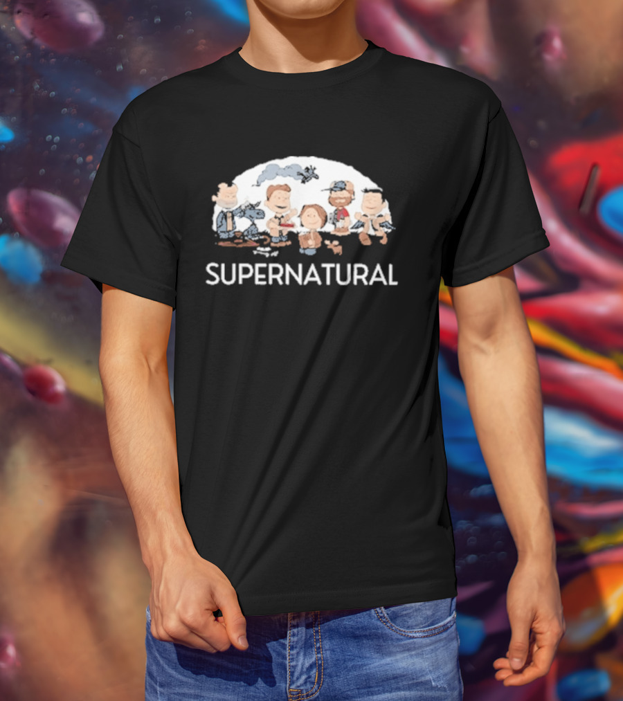 Supernatural Peanuts Cartoon Crossover Characters Collection T-Shirt