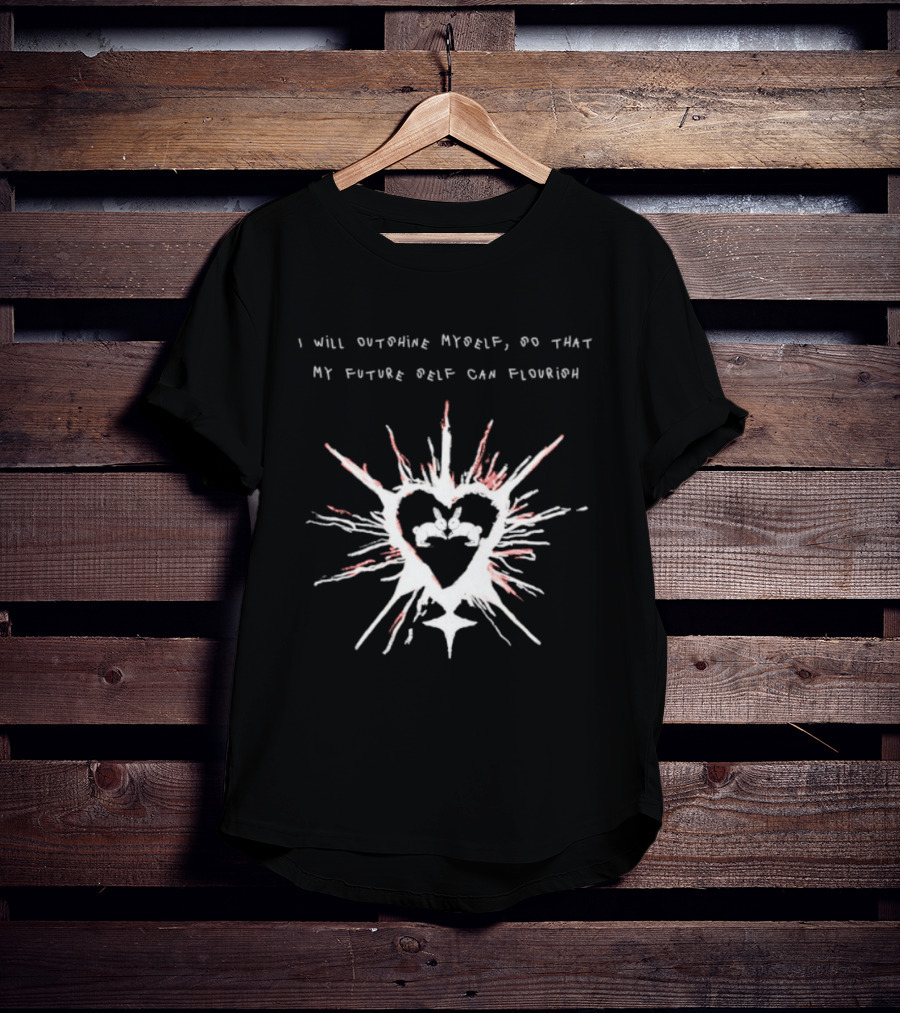 I Will Outshine Myself So That My Future Self Can Flourish Rabbits Heart Motif T-Shirt
