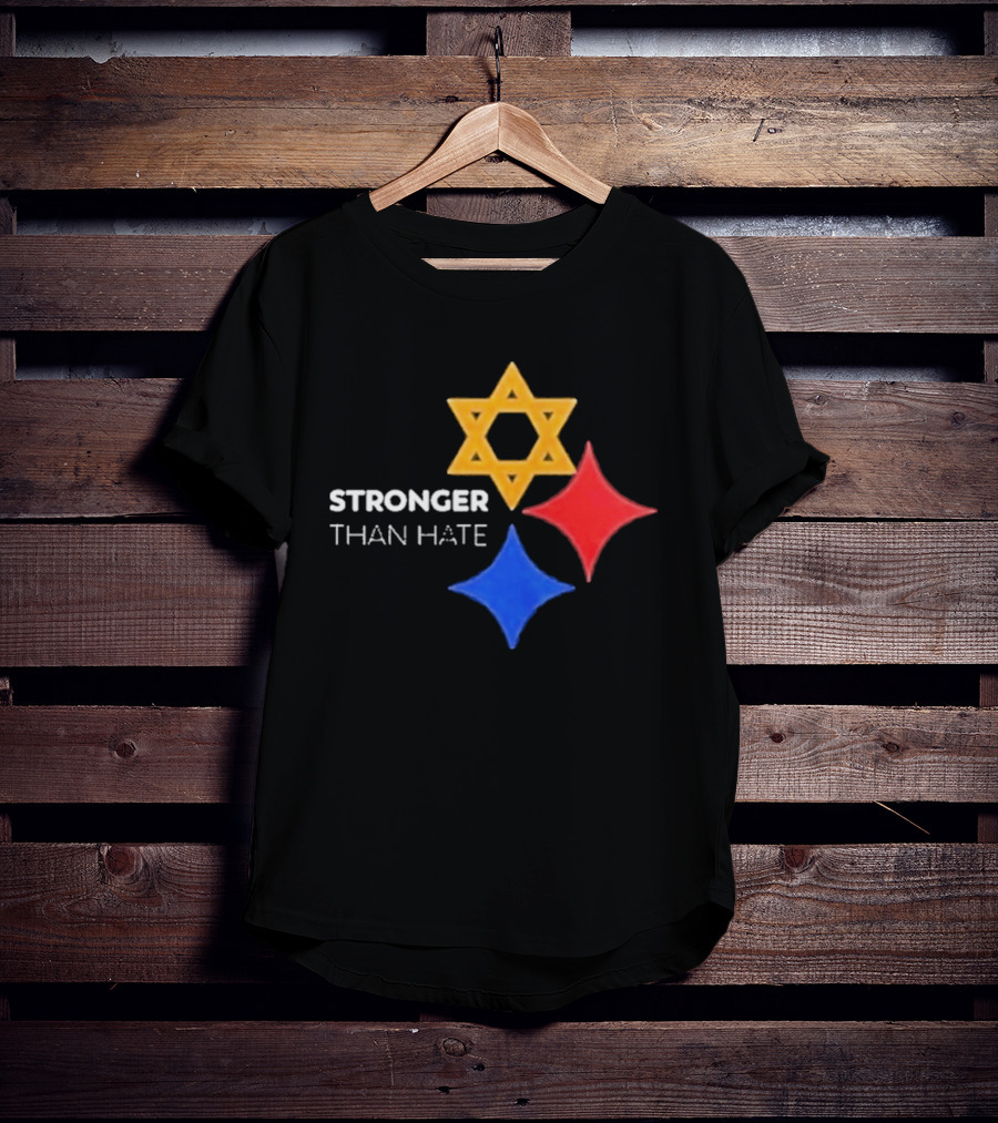 Pittsburgh Steelers Stronger Than Hate Star Of David Yellow Red Blue T-Shirt