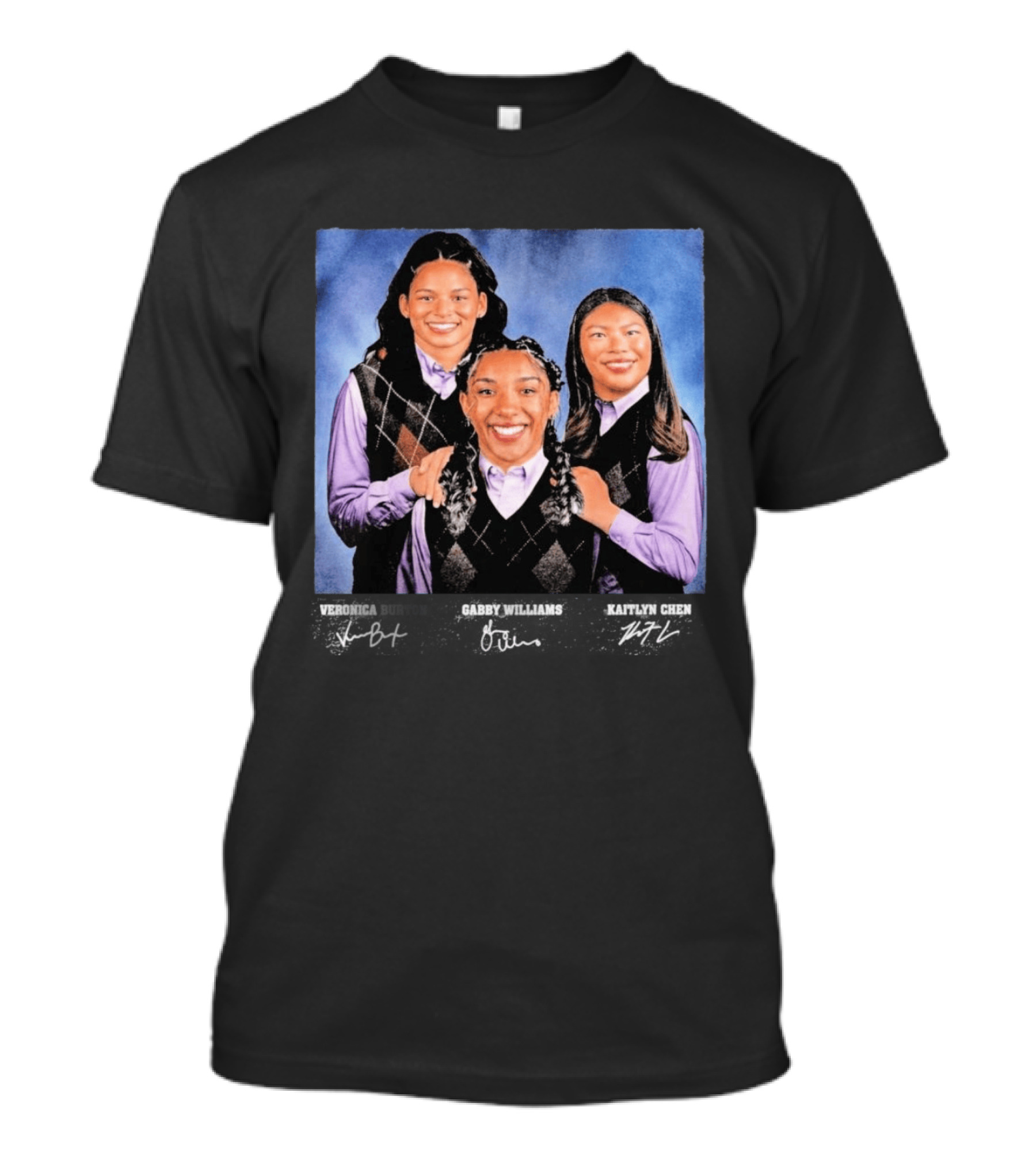 Veronica Burton Gabby Williams Kaitlyn Chen Step Brothers Argyle Sweater Purple T-Shirt