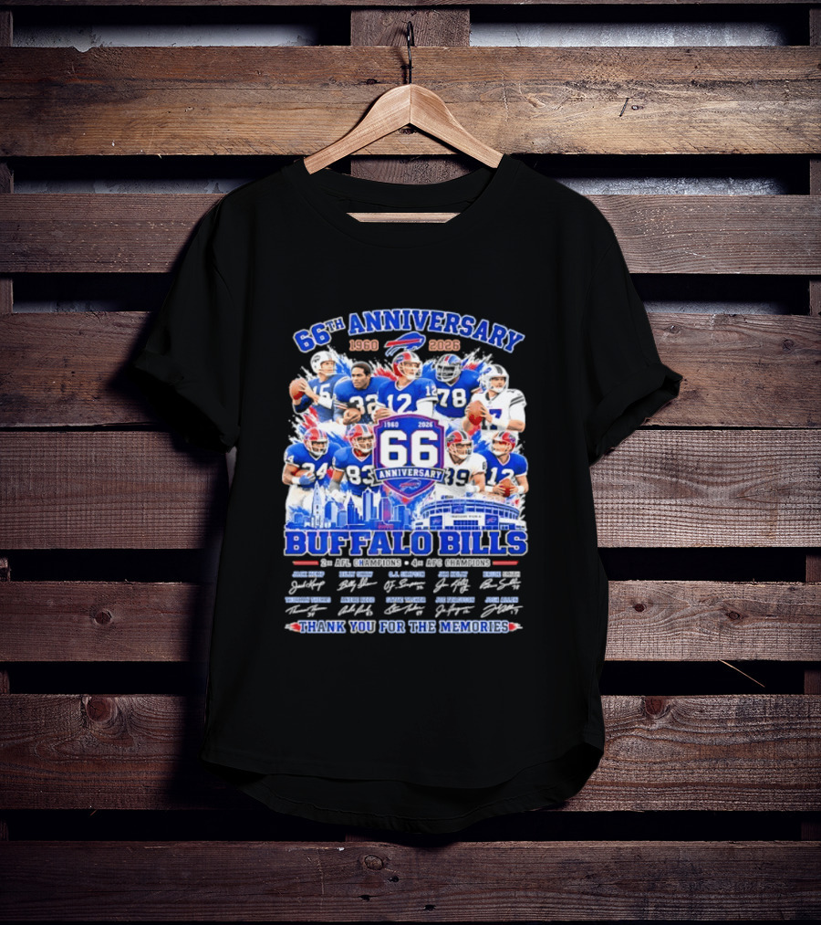 66th Anniversary Buffalo Bills 1960 2026 AFL Champions Thank You For The Memories T-Shirt