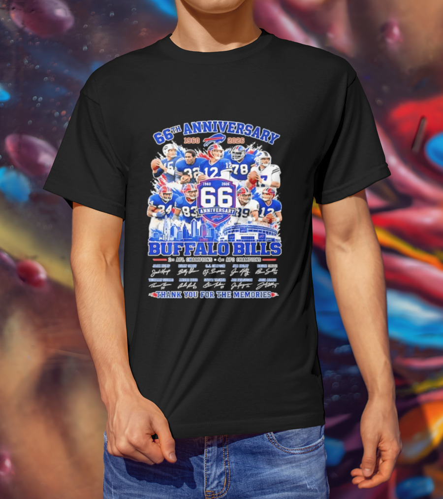 66th Anniversary Buffalo Bills 1960 2026 AFL Champions Thank You For The Memories T-Shirt