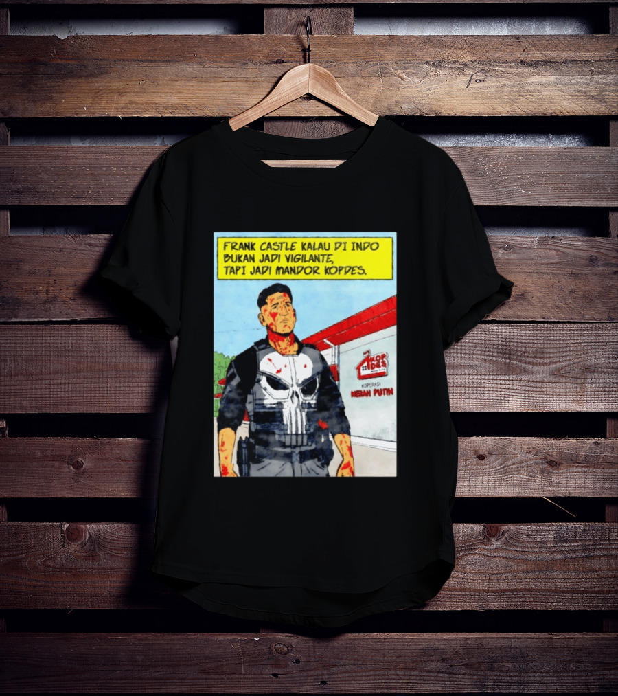 Frank Castle Kalau Di Indo Bukan Jadi Vigilante Tapi Jadi Mandor Kopdes Koperasi Merah Putih Marvel Comics T-Shirt