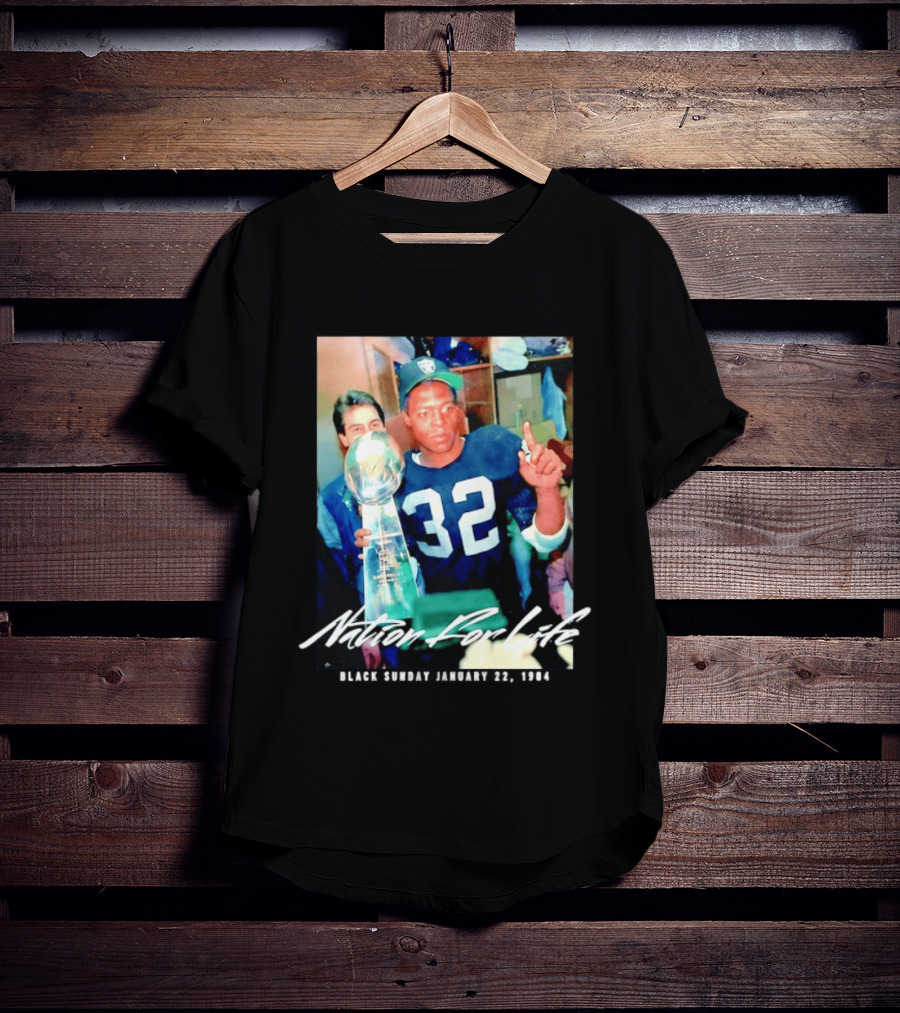 Marcus Allen Nation For Life Black Sunday January 22 1984 T-Shirt