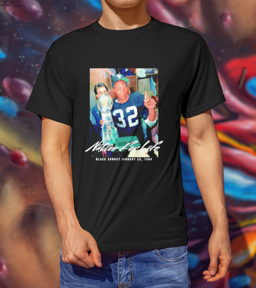 Marcus Allen Nation For Life Black Sunday January 22 1984 T-Shirt