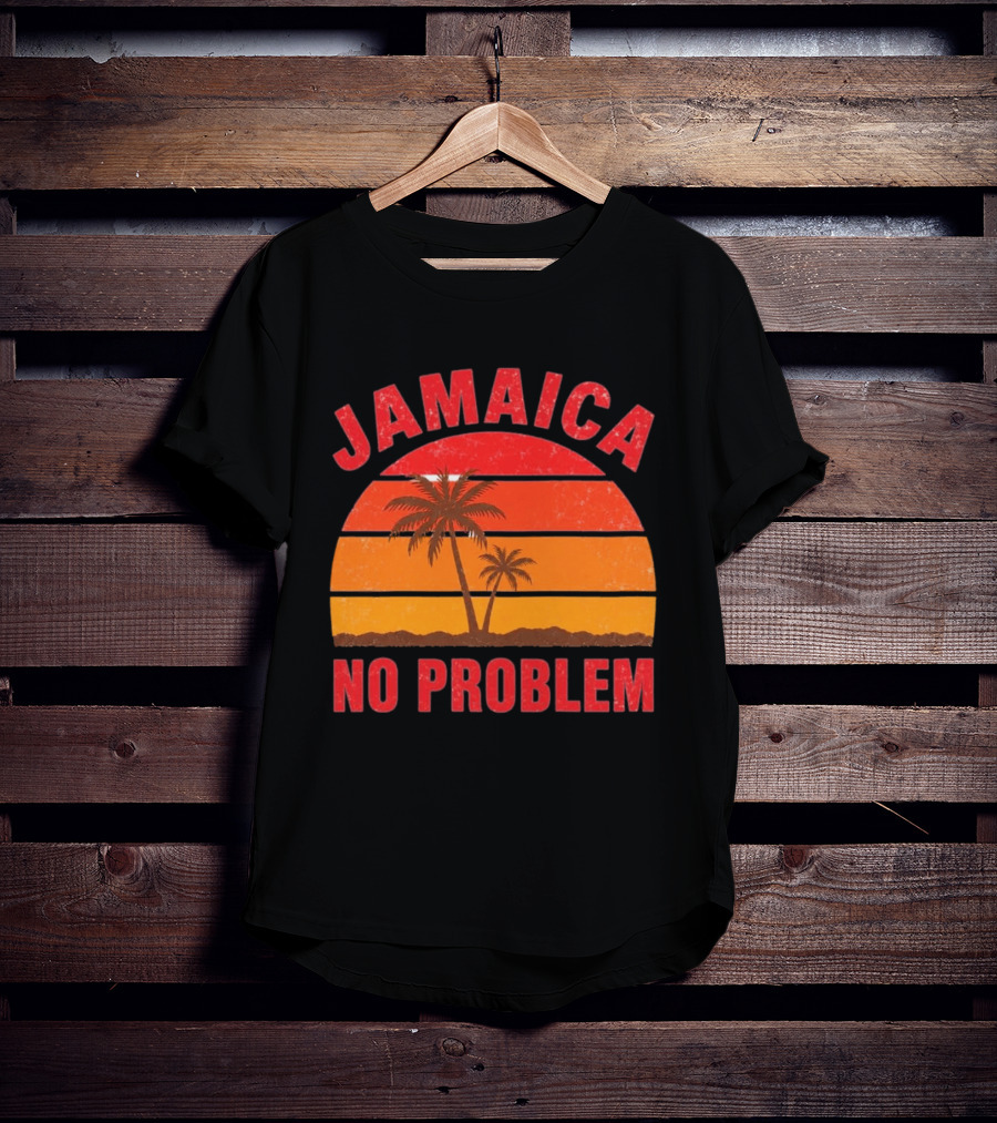 Jamaica No Problem Sunset Palm Trees Vintage Island Vibes T-Shirt