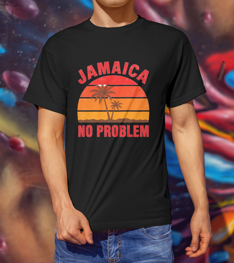 Jamaica No Problem Sunset Palm Trees Vintage Island Vibes T-Shirt