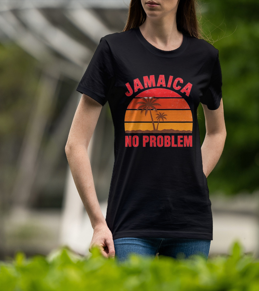 Jamaica No Problem Sunset Palm Trees Vintage Island Vibes T-Shirt