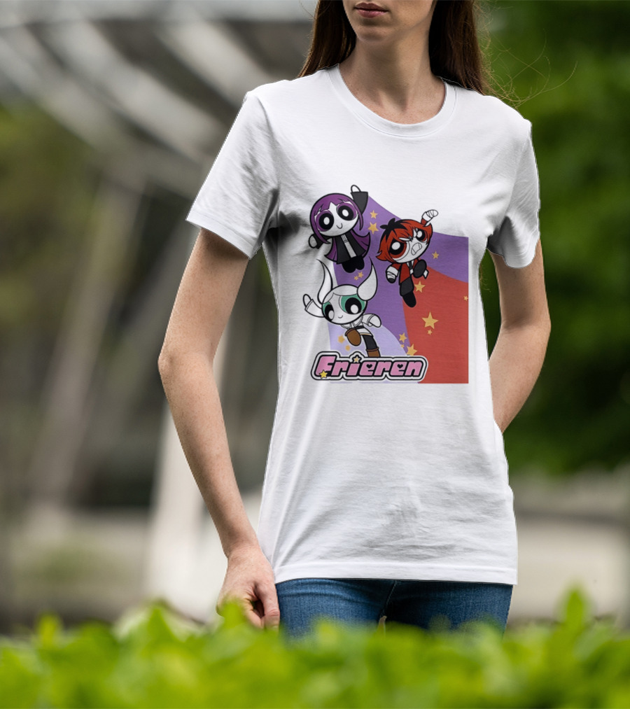 Frieren Characters In Powerpuff Girls Style With Stars T-Shirt