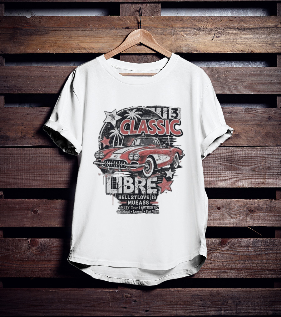 Classic Muscle Car Palm Tree Libre Americana Oldschool Legend Fast Vibes T-Shirt
