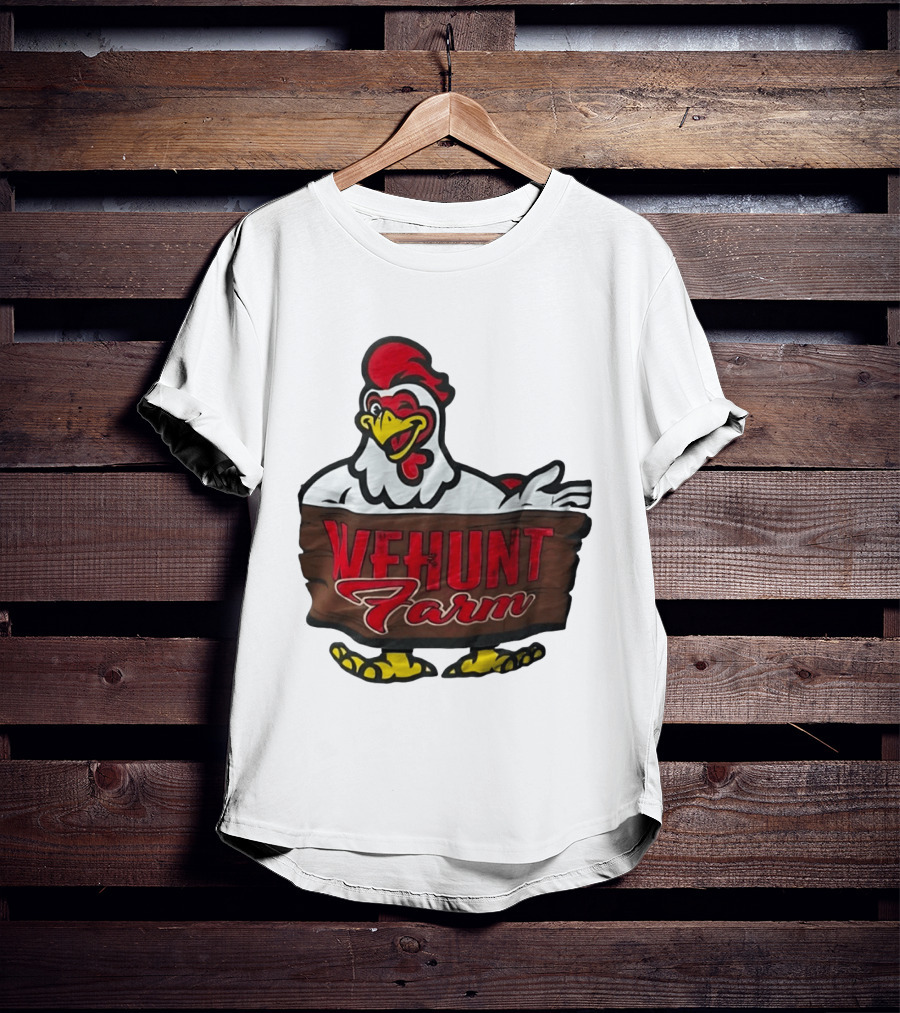 Wehunt Farm Chicken Winking Rooster With Red And Yellow Accents T-Shirt