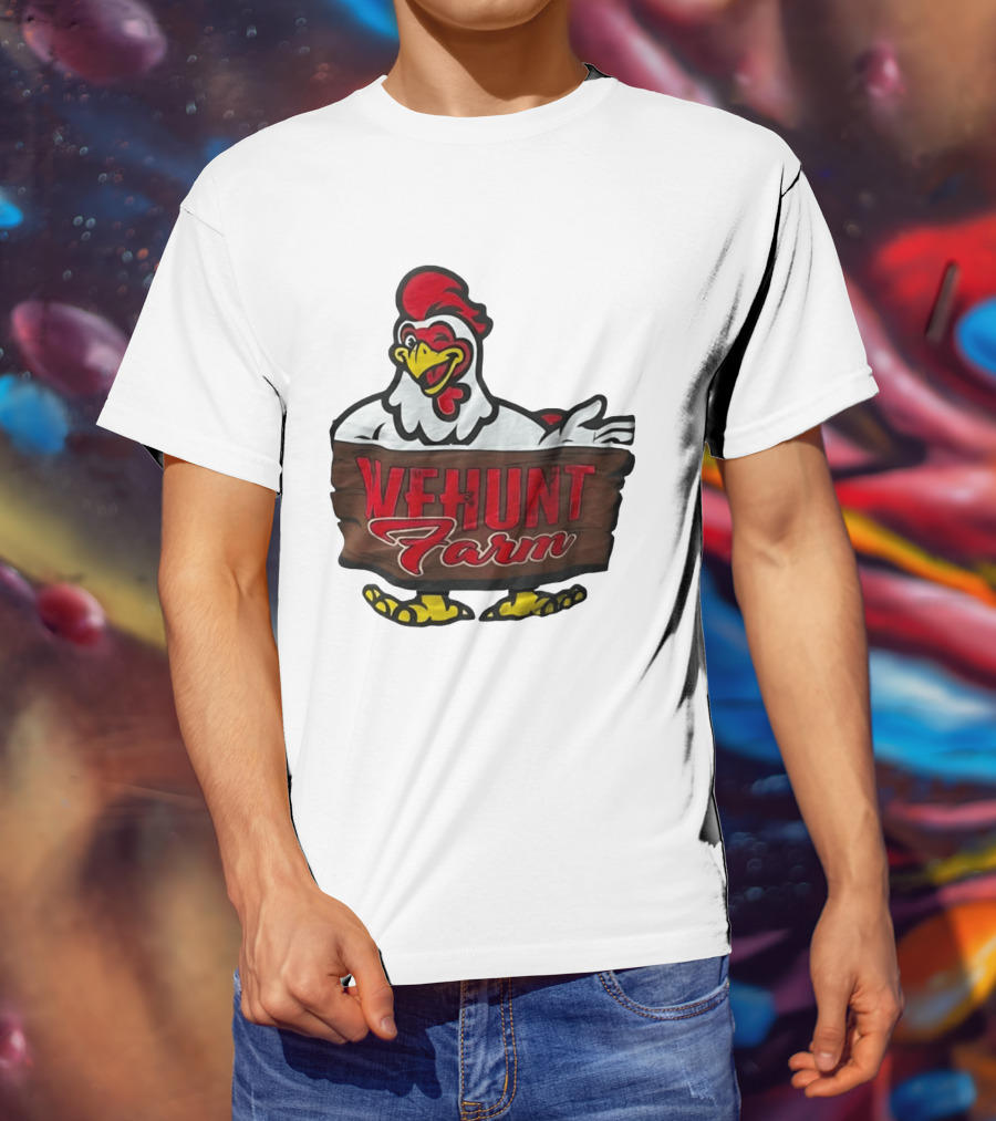 Wehunt Farm Chicken Winking Rooster With Red And Yellow Accents T-Shirt