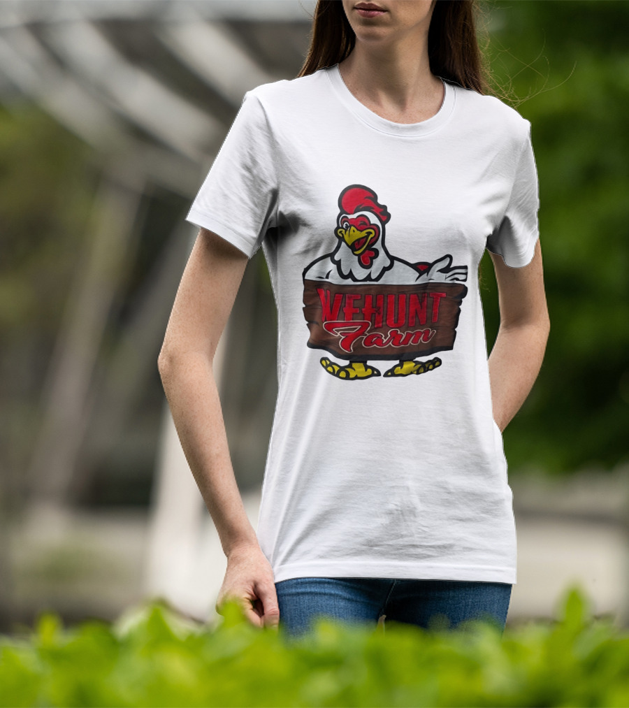 Wehunt Farm Chicken Winking Rooster With Red And Yellow Accents T-Shirt