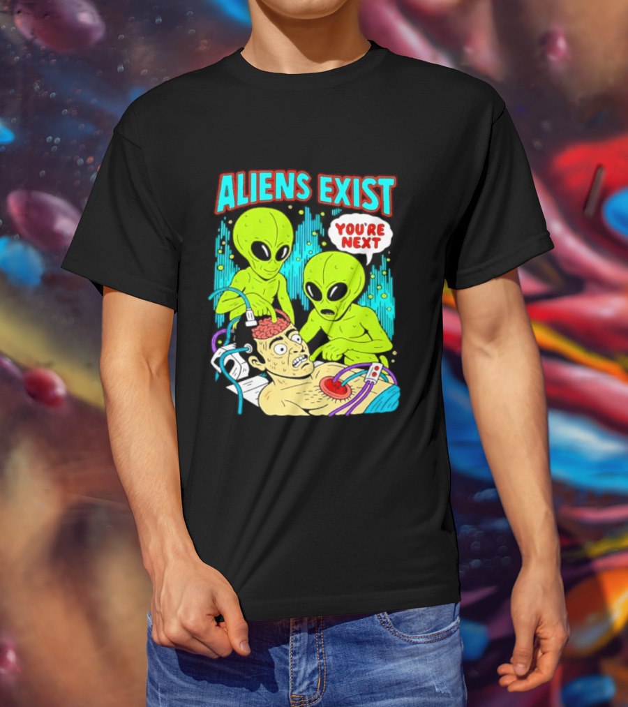 Aliens Exist You Are Next Green Alien Abduction Teen Hearts T-Shirt