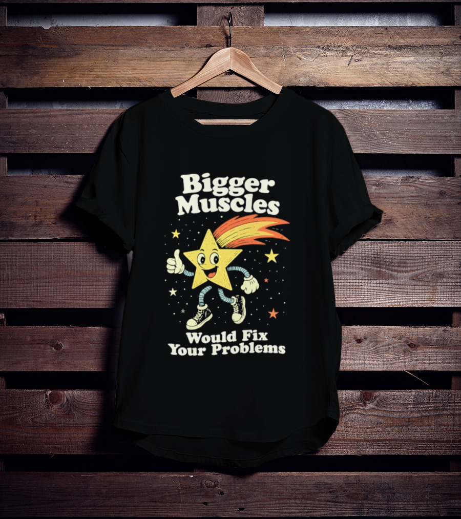 Bigger Muscles Star Cartoon Thumbs Up Encouragement T-Shirt
