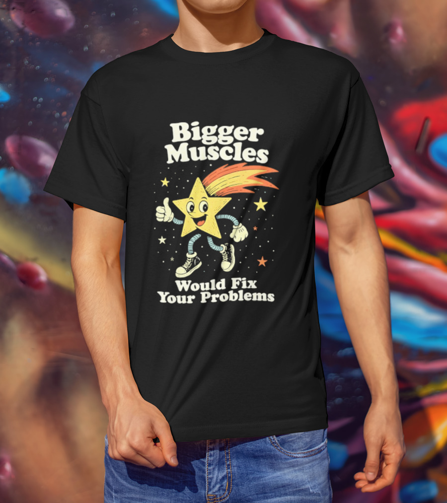 Bigger Muscles Star Cartoon Thumbs Up Encouragement T-Shirt