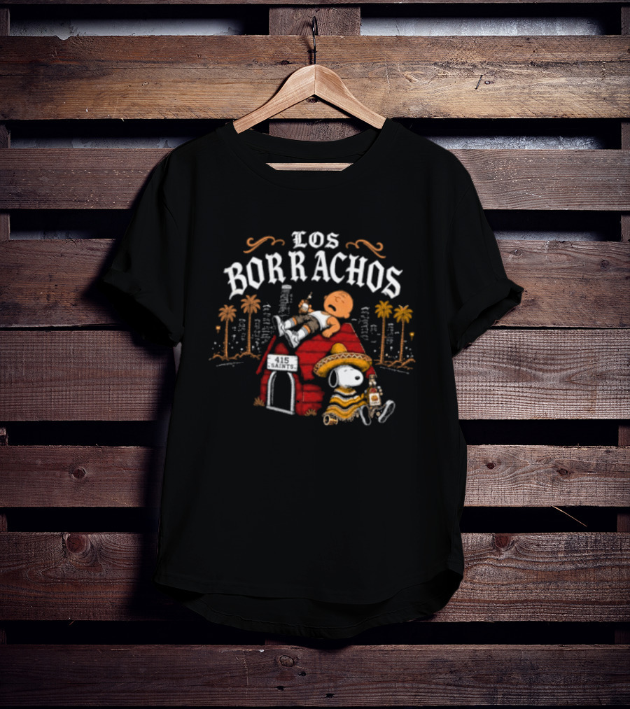 Los Borrachos Charlie Brown Snoopy 415 Saints Tequila Party T-Shirt
