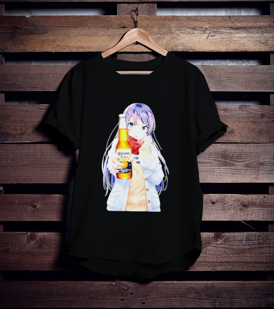 Mai Sakurajima Holding Corona Extra Rascal Does Not Dream Of Bunny Girl Senpai Anime T-Shirt