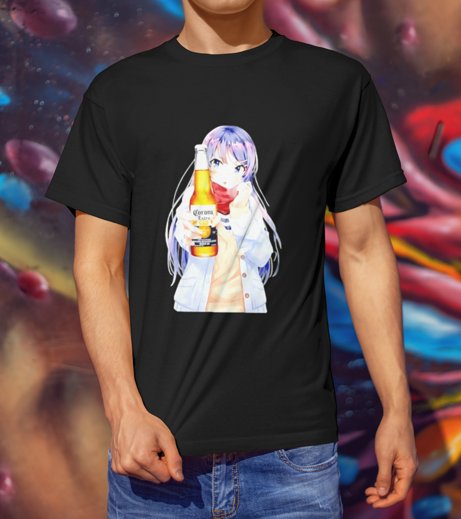 Mai Sakurajima Holding Corona Extra Rascal Does Not Dream Of Bunny Girl Senpai Anime T-Shirt