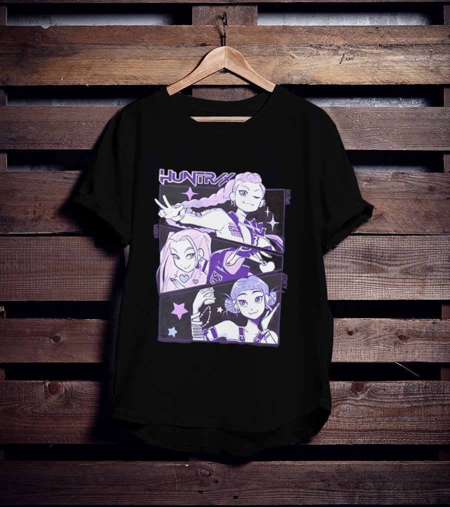 Huntrix Rumi Mira Zoey K POP World Tour Demon Hunters 2 Sided T-Shirt
