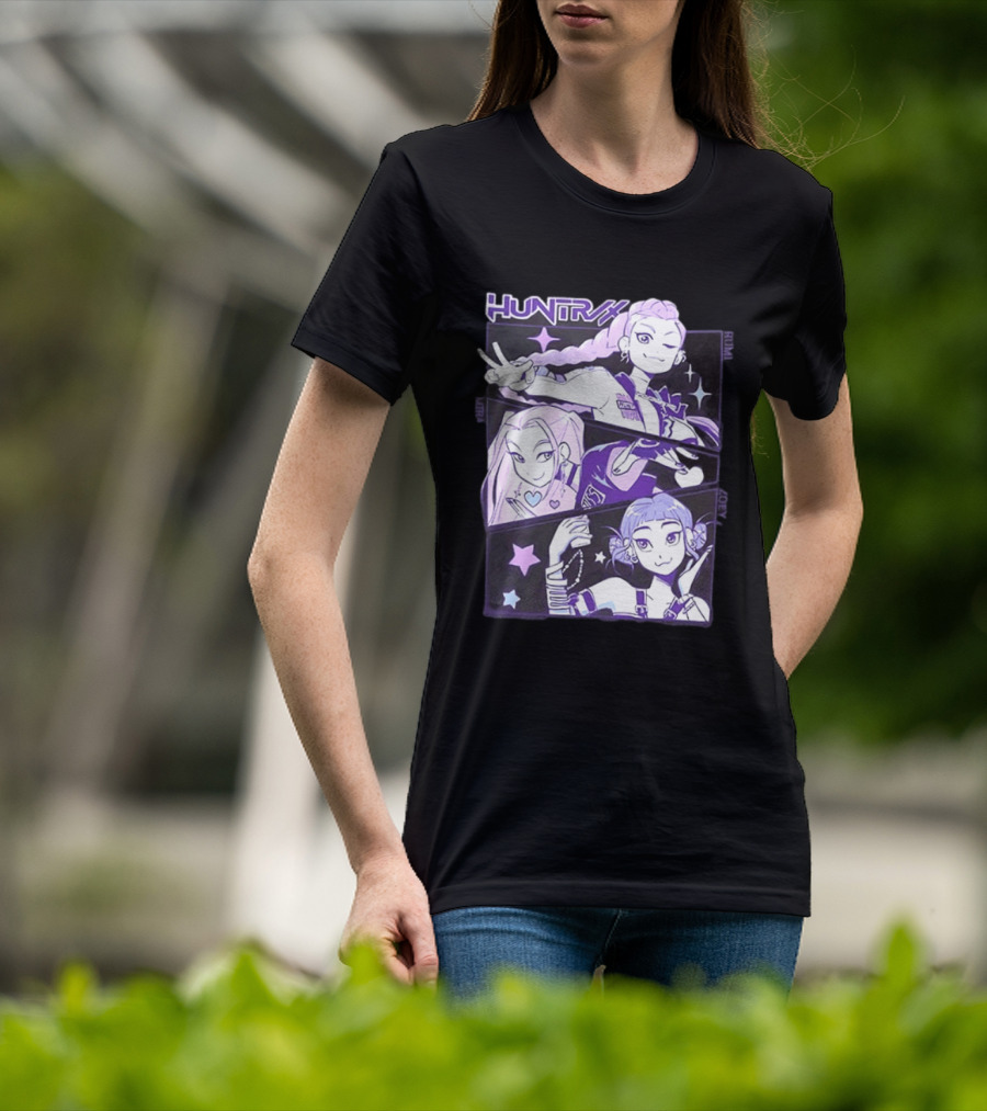 Huntrix Rumi Mira Zoey K POP World Tour Demon Hunters 2 Sided T-Shirt