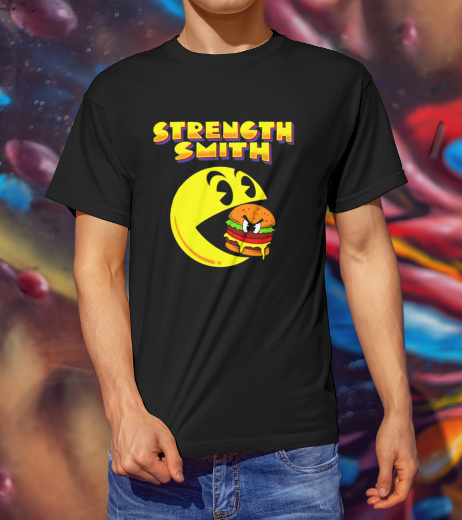 Strength Smith Pac Man Vs Burger Gaming Showdown T-Shirt