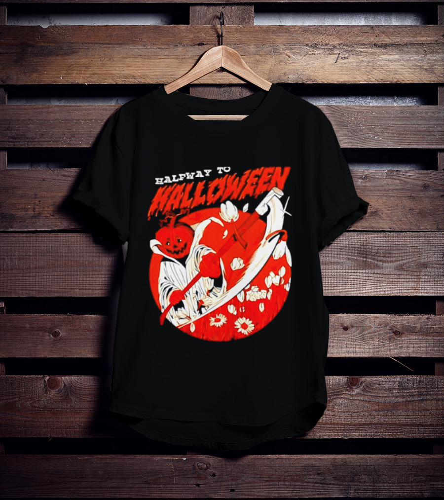 Halfway To Halloween Pumpkin Reaper Spooky T-Shirt