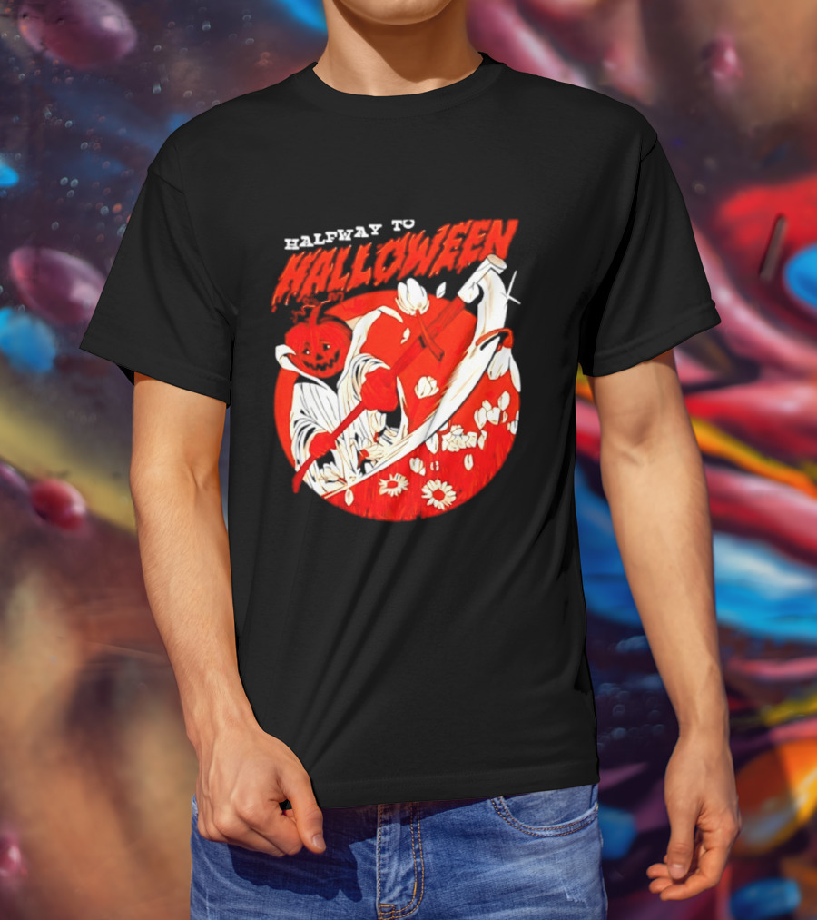Halfway To Halloween Pumpkin Reaper Spooky T-Shirt