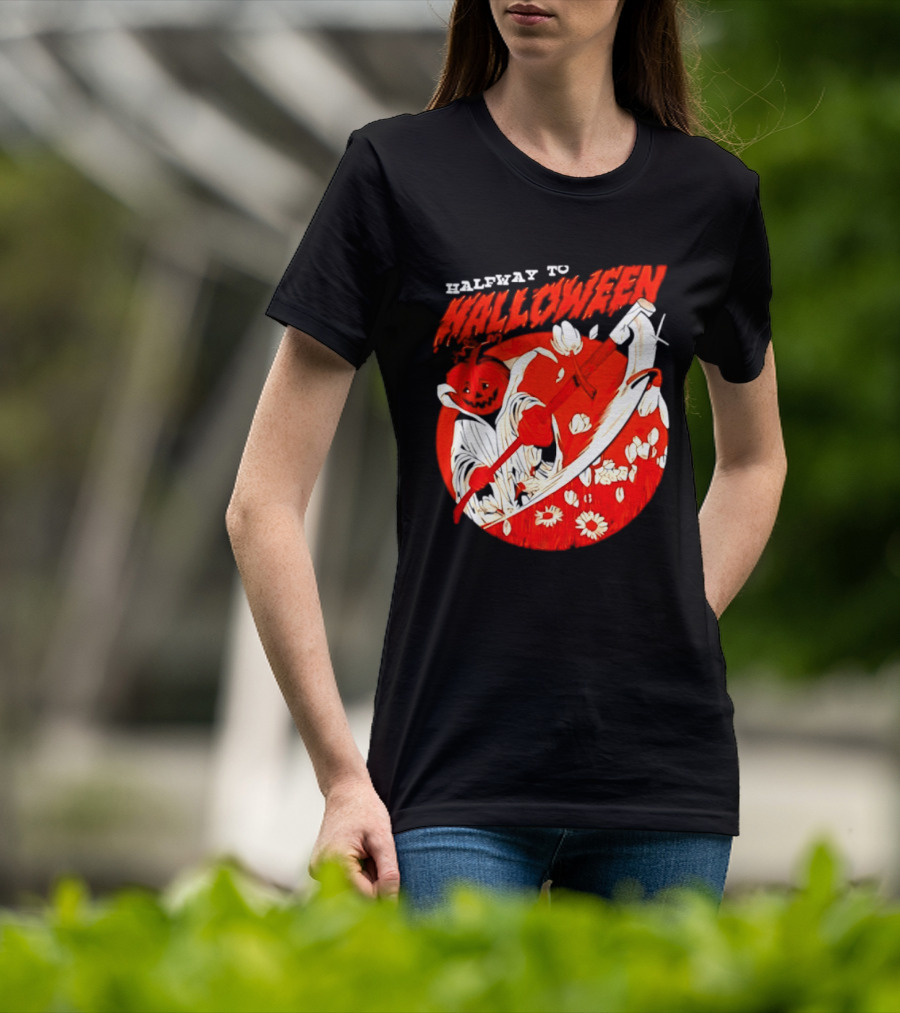 Halfway To Halloween Pumpkin Reaper Spooky T-Shirt