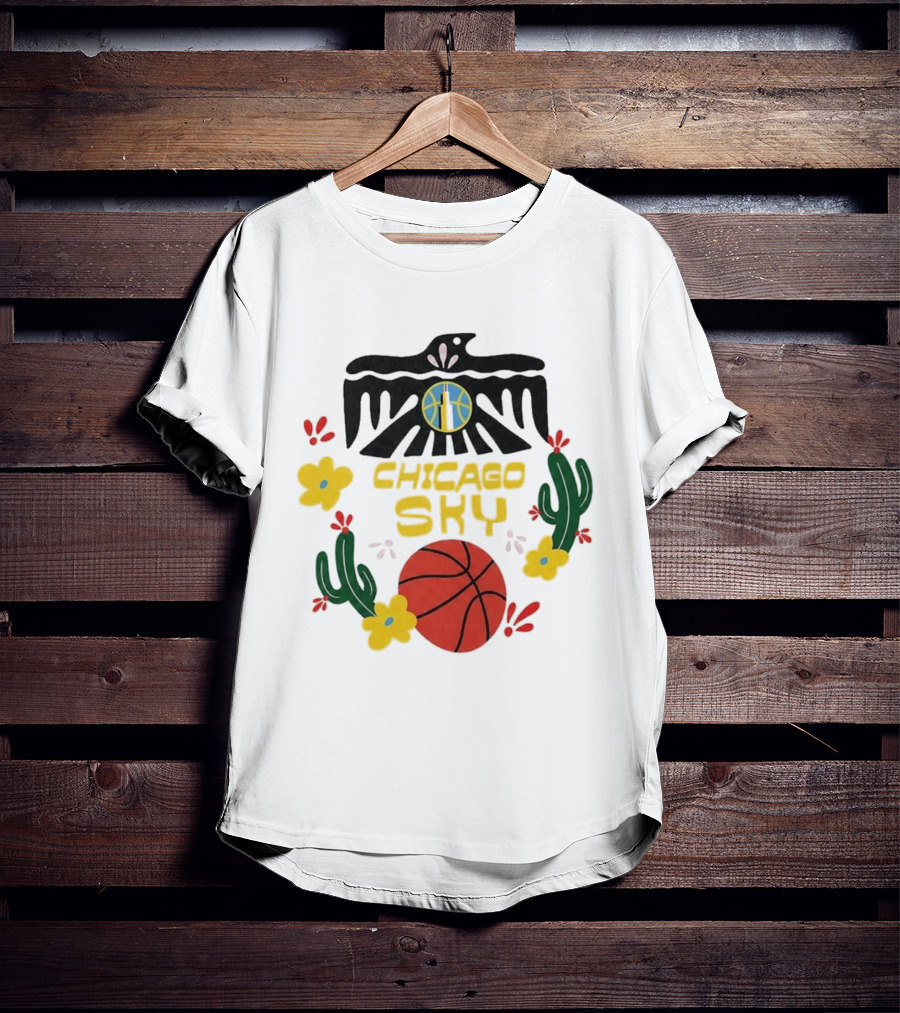 Chicago Sky Latina Empowerment Night Basketball With Floral Cactus Motif T-Shirt