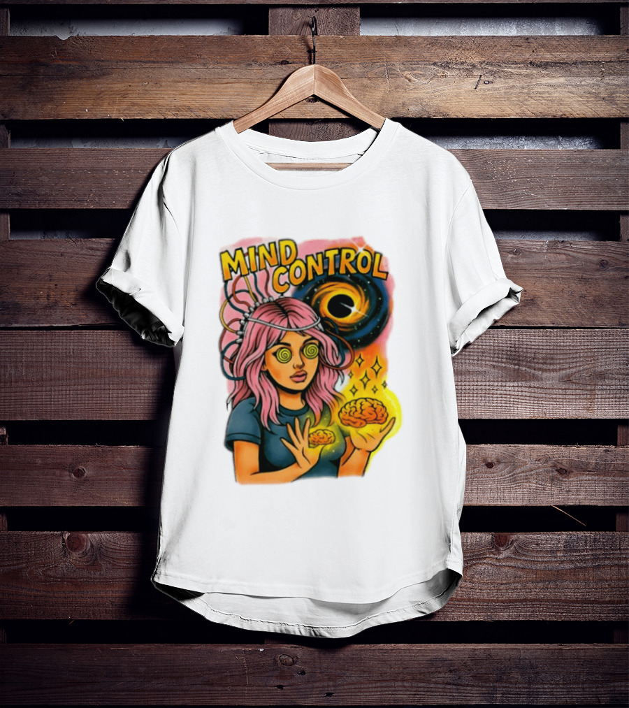 Mind Control Teen Hearts Psychedelic Black Hole Spiral Eyes Brain Magic T-Shirt