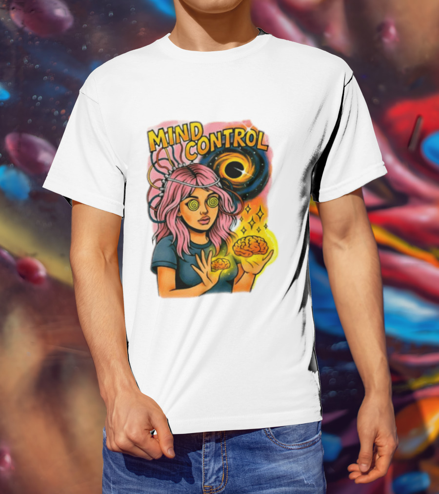 Mind Control Teen Hearts Psychedelic Black Hole Spiral Eyes Brain Magic T-Shirt