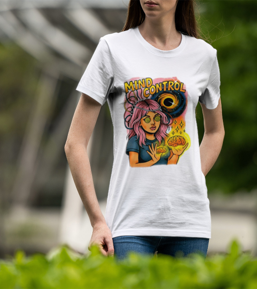 Mind Control Teen Hearts Psychedelic Black Hole Spiral Eyes Brain Magic T-Shirt