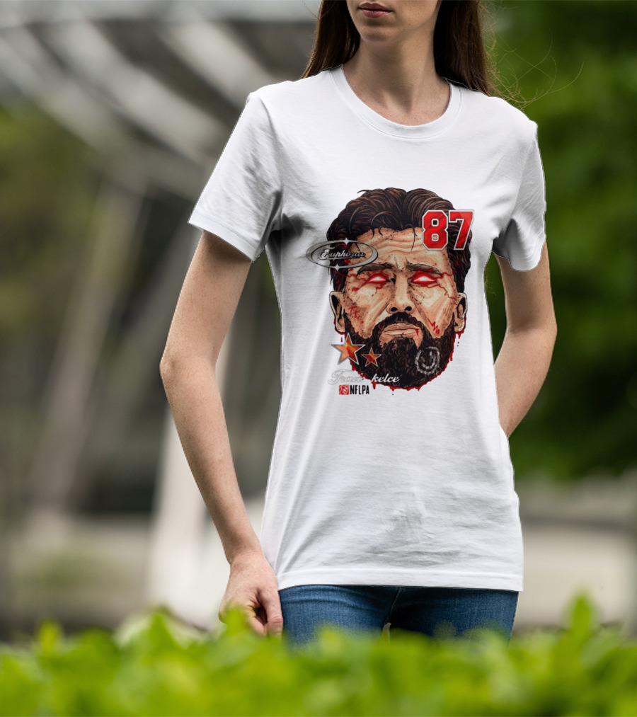 Travis Kelce Euphoria Lightning NFLPA Big Head 87 T-Shirt