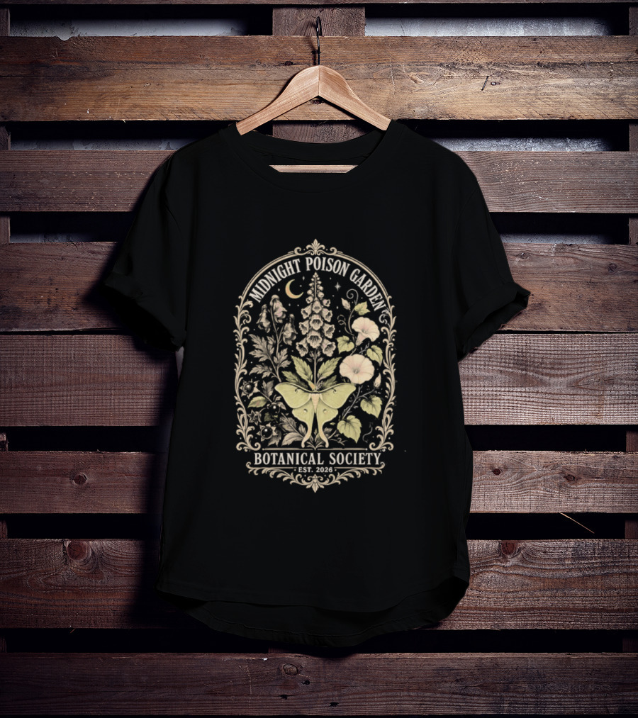 Midnight Poison Garden Botanical Society Est 2026 Moth Moonflower T-Shirt