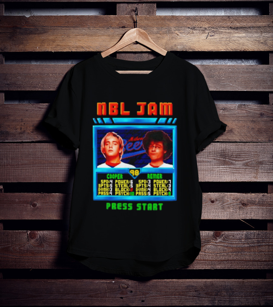 NBL Jam Cooper Remer Milwaukee Beers PASS START Players Stats T-Shirt