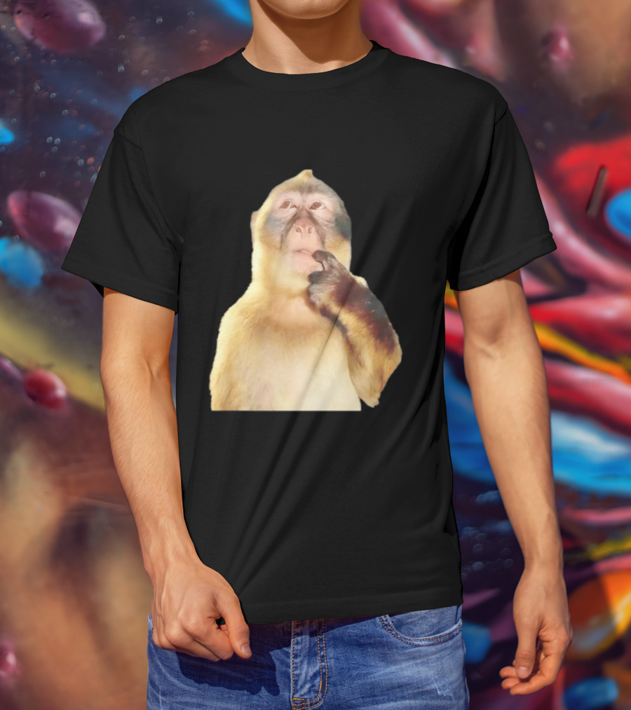Pondering Monkey Curious Expression Contemplation T-Shirt