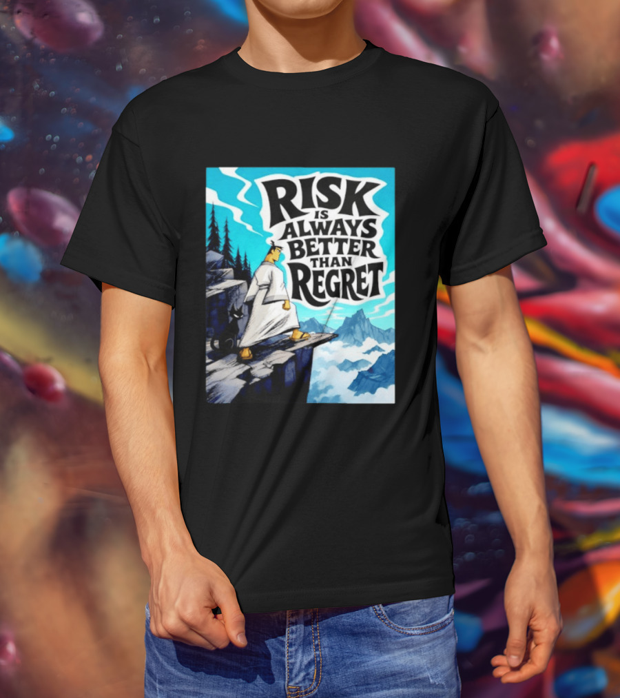 Samurai Jack Risk Is Always Better Than Regret Mountain Scene T-Shirt