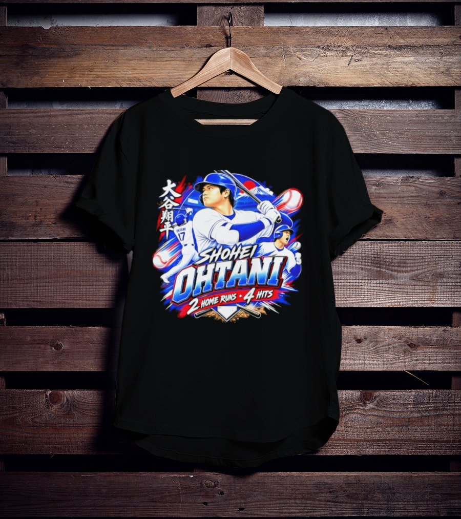 Shohei Ohtani 2 Home Runs 4 Hits Baseball Los Angeles 17 Player T-Shirt