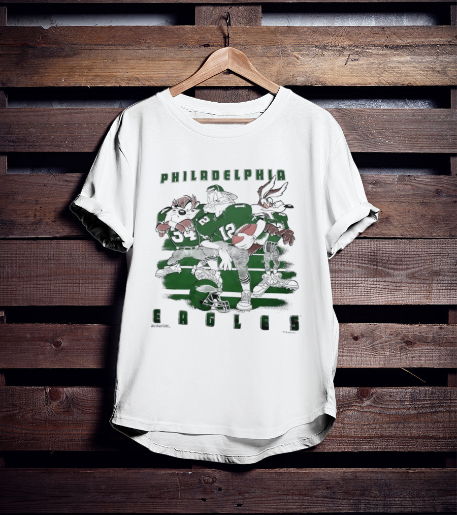Philadelphia Eagles Taz Bugs Bunny Wile E Coyote Football Team Collaboration T-Shirt