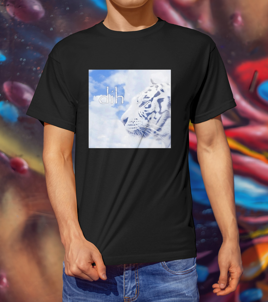 Tiger Dih Majestic Clouds White Bengal Tiger Profile T-Shirt