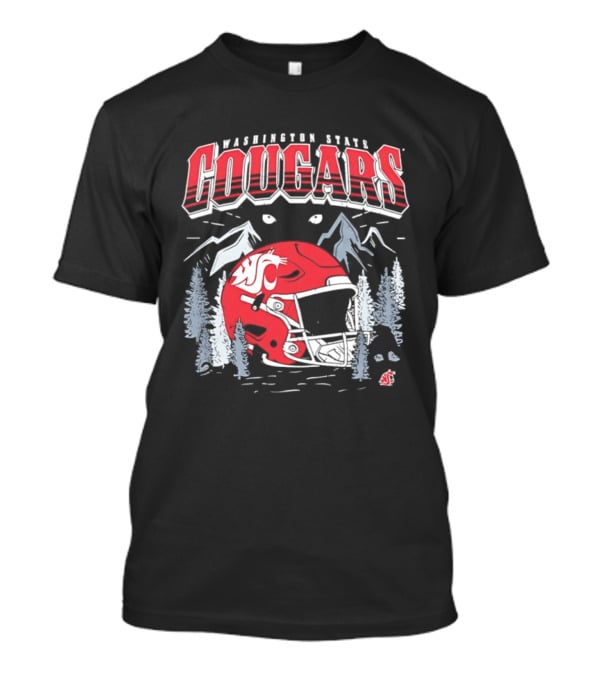 Washington State Cougars WSU NCAA Football Helmet Mountain Scene T-Shirt