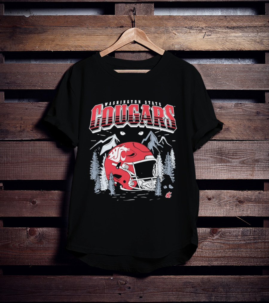 Washington State Cougars WSU NCAA Football Helmet Mountain Scene T-Shirt