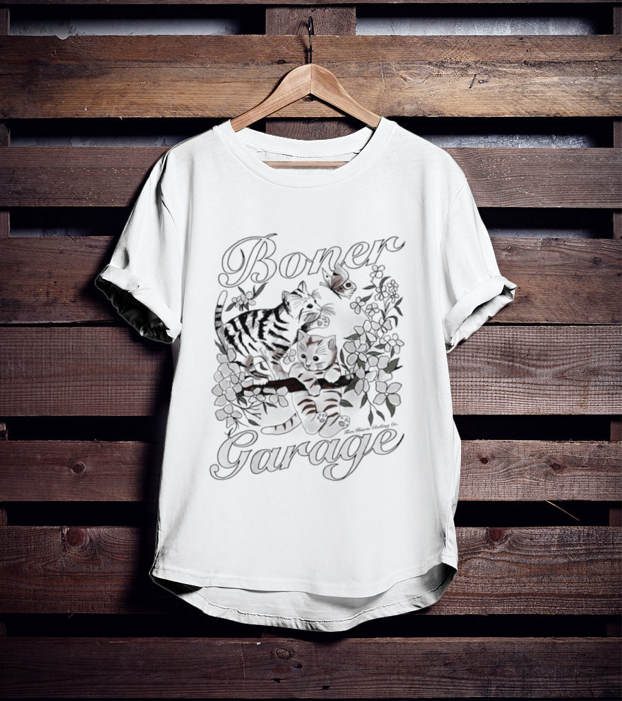 Boner Garage Cats And Flowers Teen Hearts Clothing Co T-Shirt