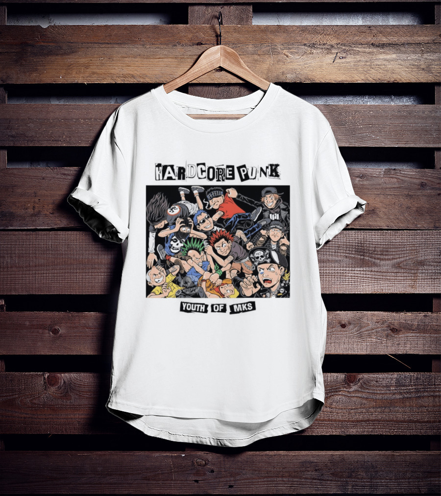 Hardcore Punk Youth Of Mks Vintage Cartoon Style Crowd Scene T-Shirt